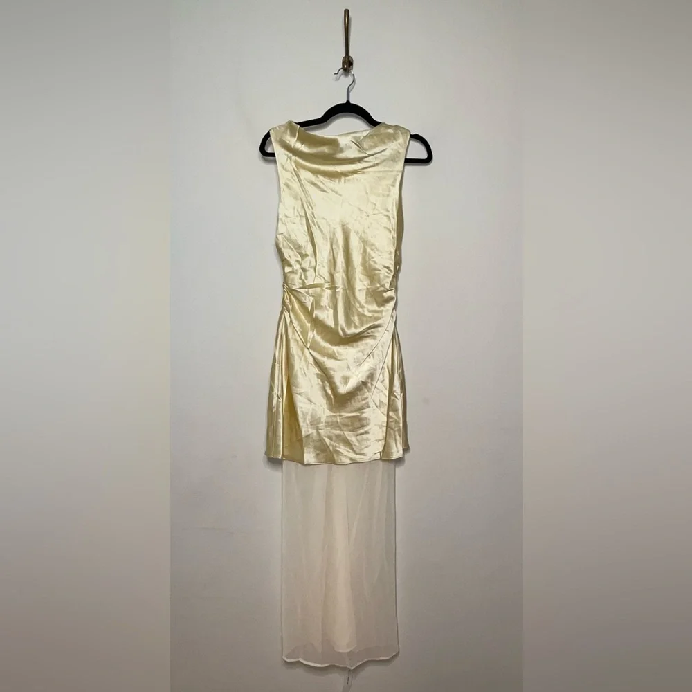 Reformation Logan Silk Dress in Blonde - Picture 9 of 14